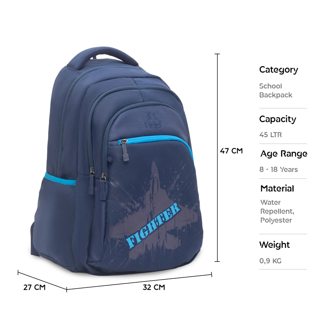 Fido Fighter Pro Ergonomic School Backpack 3-in-1 Combo Set